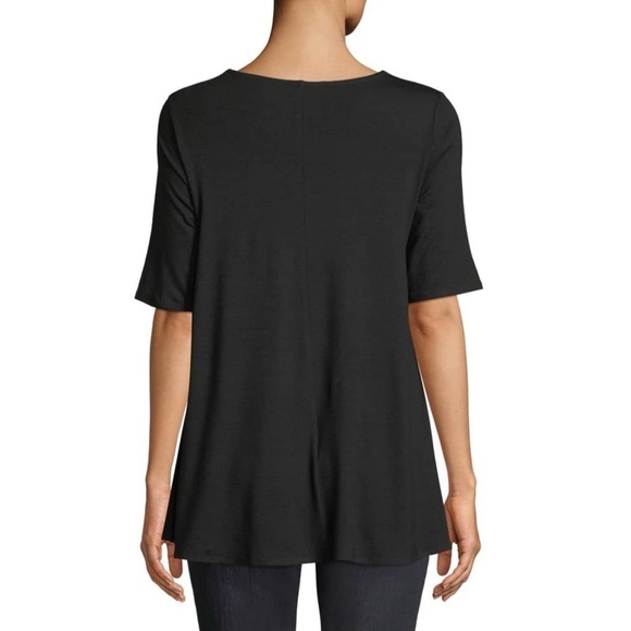 Eileen Fisher Black System Lightweight Viscose Jersey Tunic - Picture 2 of 8